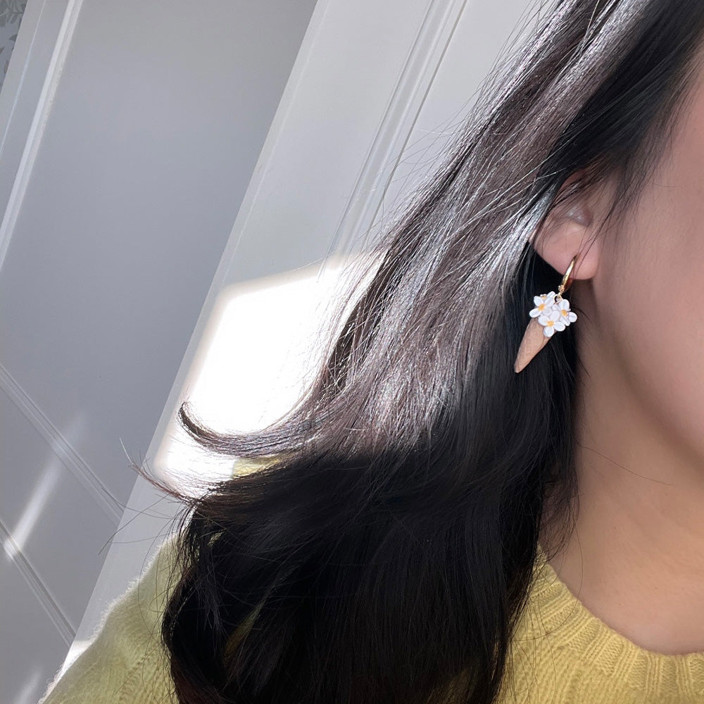 Ice Cream Cone Earrings with Osmanthus