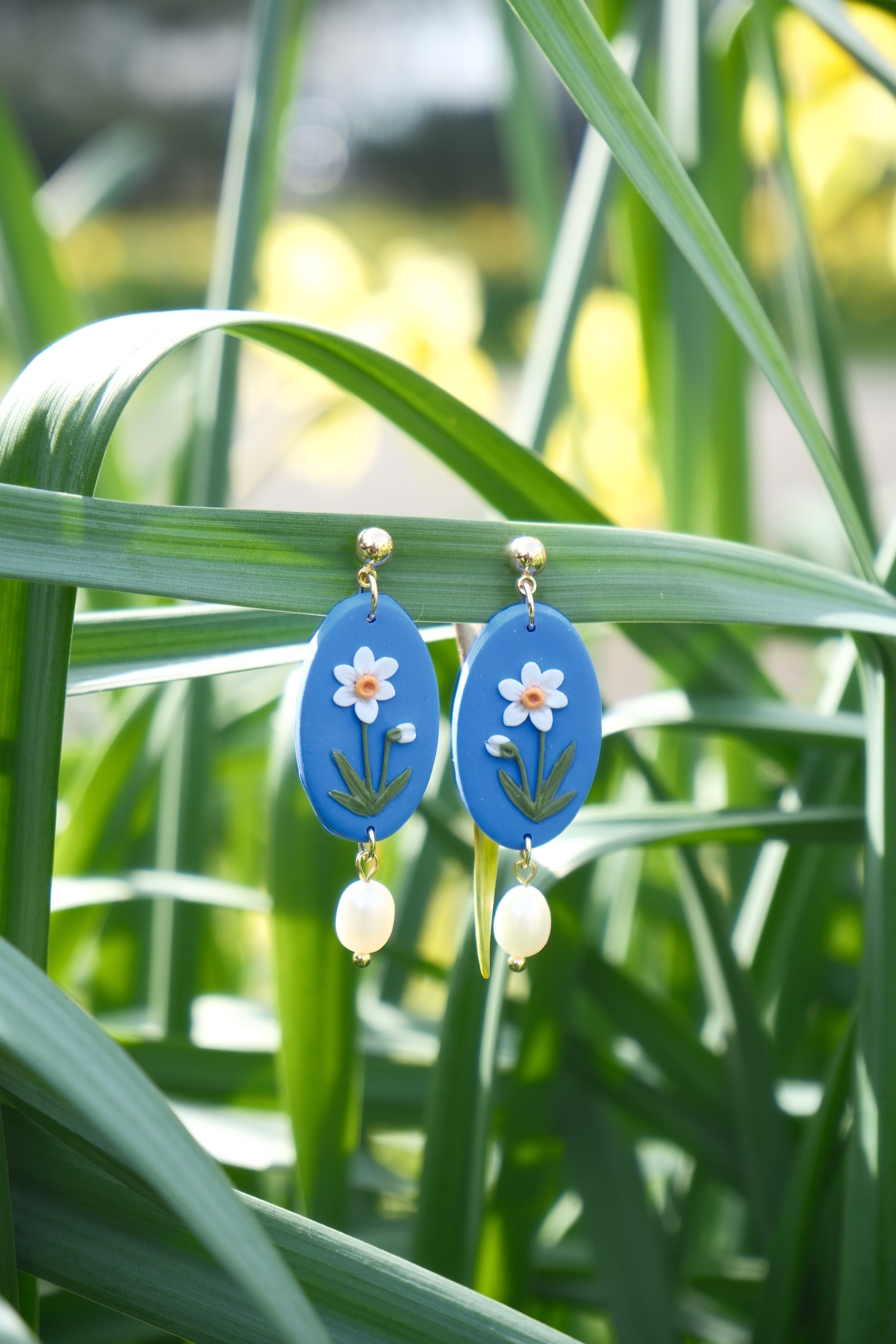 Daffodil Pearl Drop Earrings